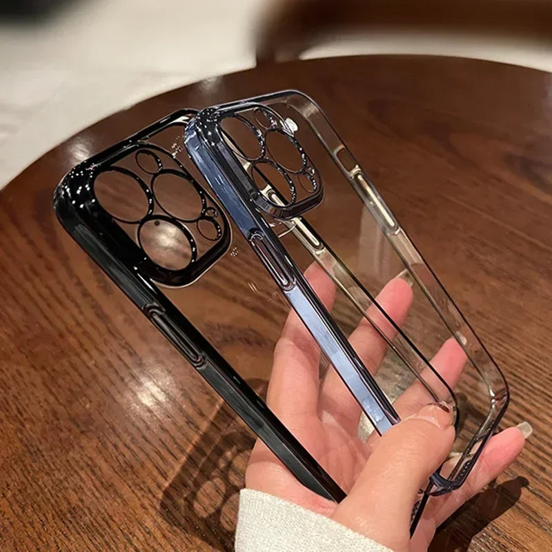 Coque en silicone transparente antichoc de luxe pour Apple iPhone | Revêtement haut de gamme, design pailleté transparent hydrofuge et résistant aux rayures.