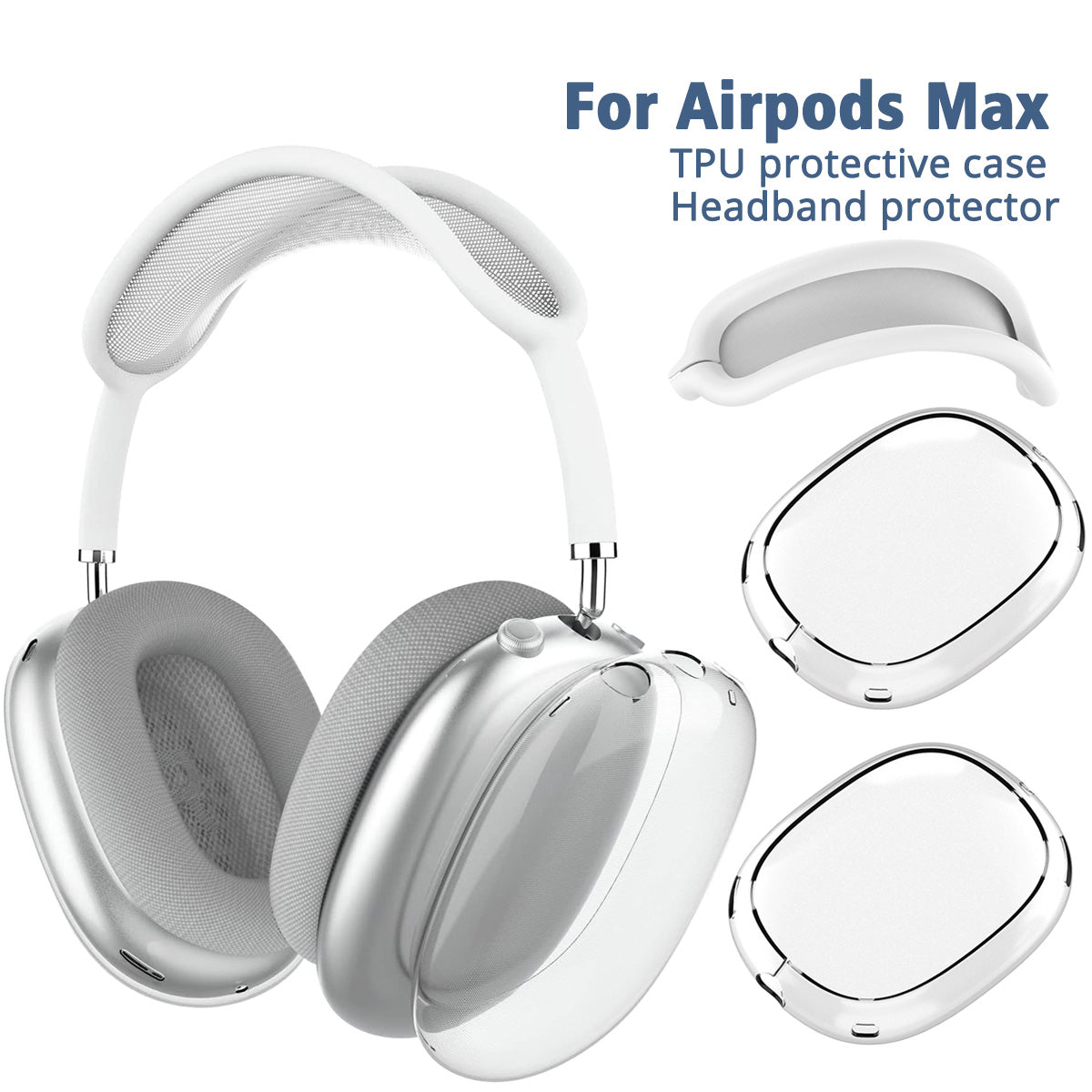 Coque de protection en TPU premium pour Apple AirPods Max : coque transparente résistante aux chocs et aux rayures | Coque souple et transparente - protection haut de gamme pour les écouteurs sans fil
