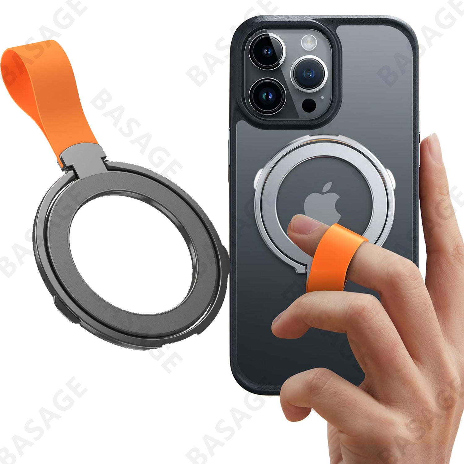 Hochwertiger Magnetischer Handy-Ringhalter für MagSafe, Telefonständer mit Riemen: Kompatibel mit Apple iPhone 15/14/13/12