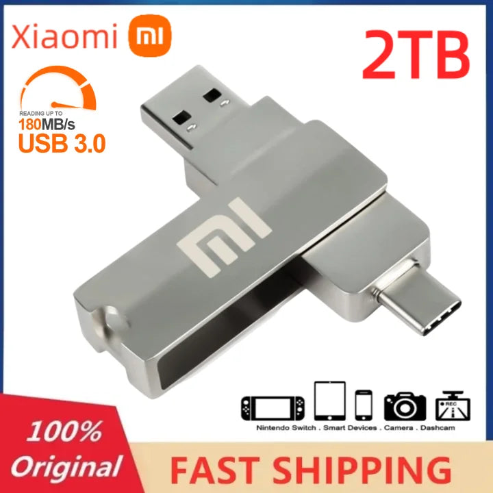 Premium Xiaomi U-Disk 2TB 1TB USB 3.1 Type-C Interface 256GB 128GB 512GB Mobile Computer Data Transfer Portable USB Storage