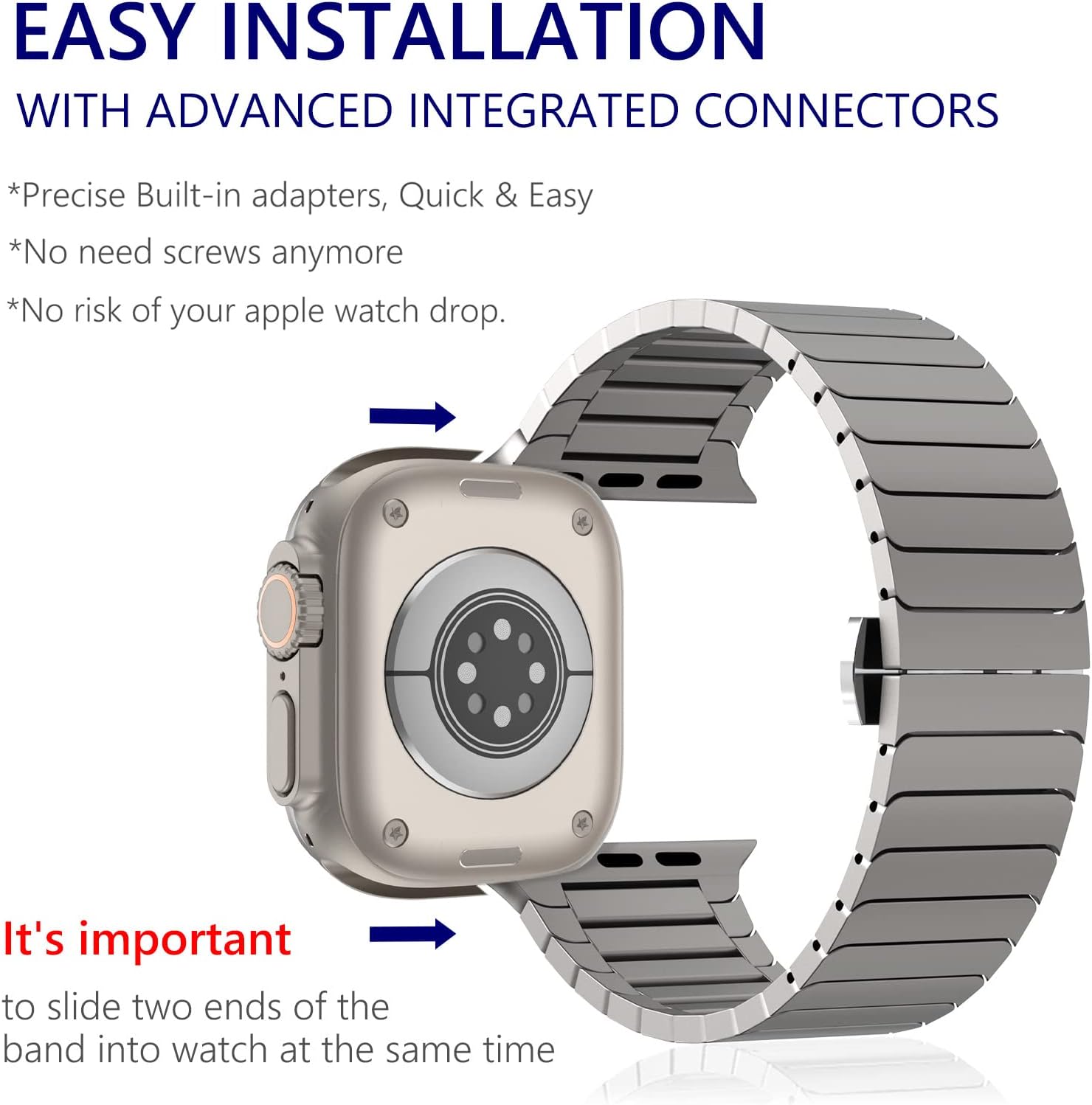 Titan Farbband für Luxury Apple Watch Serie 10/9/8/7/6/5/4/3/2/1 & Ultra 2/1, SE: 2024, 2023, 2022, 2021, 2020, 2019, 2018,