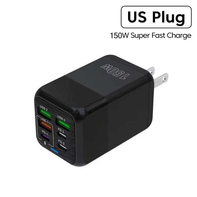 Station de charge rapide de bureau Gan Charger Premium 65W | Adaptateur 4 en 1 pour ordinateur portable et téléphone portable pour Apple iPhone 15 14 13 12 11 Pro Max Plus Mini, iOS, Android, Xiaomi, Samsung - Charge rapide