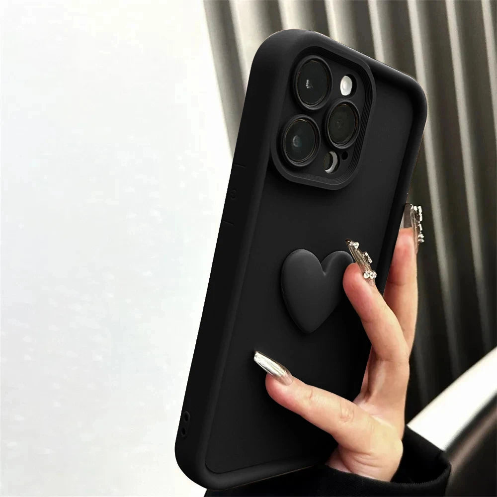 Hochwertige niedliche 3D-Liebesherz-Design Silikon-iPhone-Hülle | MagSafe Case, Kameralinsenschutzabdeckung für Apple iPhone 17/17 Air, 16/16e, 15, 14, 13 Pro Max Plus Cover | Silikon-Softcover-Schutzhülle