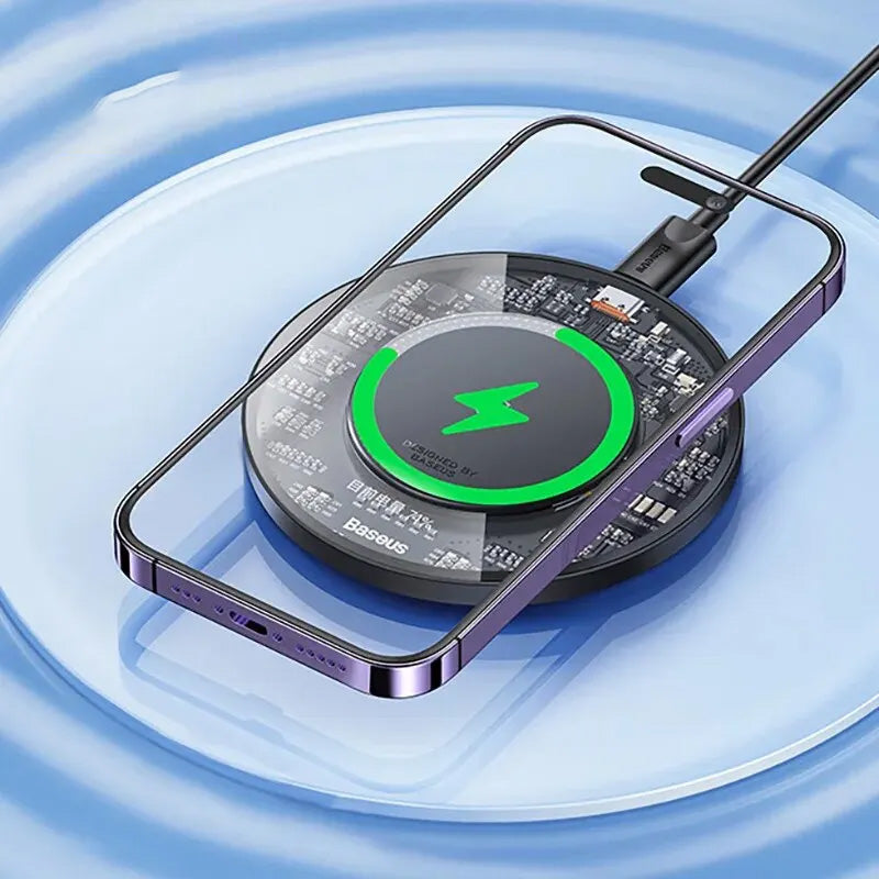 Chargeur Qi rapide 15 W | Tapis de chargement sans fil universel MagSafe Premium | Apple iPhone, AirPod, Samsung et Android | Chargement rapide et sûr par induction