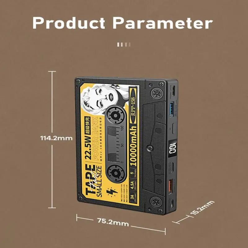 Banque d'alimentation Premium 10 000 mAh 22,5 W Design rétro | Chargement ultra rapide – Source d'alimentation portable pour Apple iPhone 15 14 13 12 11 Pro Max Plus Mini, iOS, Android, Samsung, Xiaomi