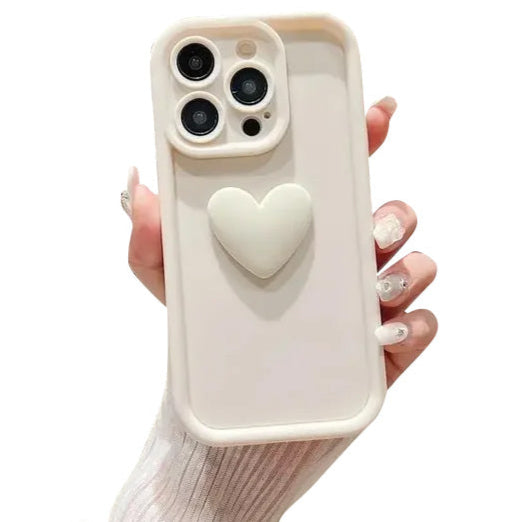 Hochwertige niedliche 3D-Liebesherz-Design Silikon-iPhone-Hülle | MagSafe Case, Kameralinsenschutzabdeckung für Apple iPhone 17/17 Air, 16/16e, 15, 14, 13 Pro Max Plus Cover | Silikon-Softcover-Schutzhülle