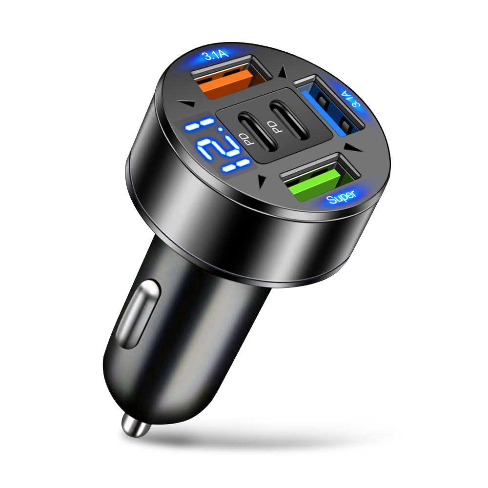 Transmetteur FM Bluetooth 5.2 haut de gamme, chargeur USB pour voiture, adaptateur FM/Aux, amplificateur de basses, station de recharge USB pour voiture à 3 ports