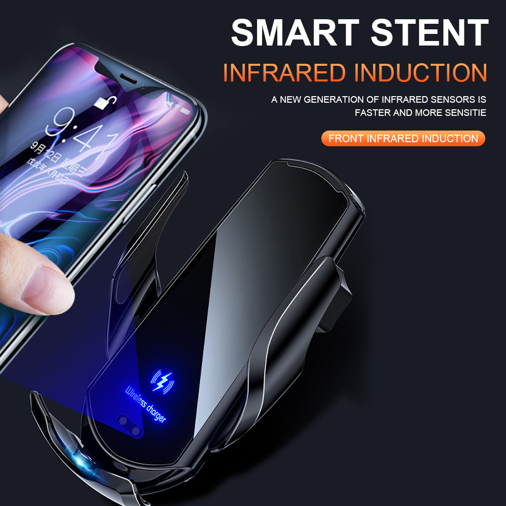 Téléphone sans fil pour voiture, chargeur rapide 30W | USB Type-C haut de gamme avec capteur infrarouge magnétique, écran LED et support de voiture - Compatible avec Apple iPhone, Android et Samsung