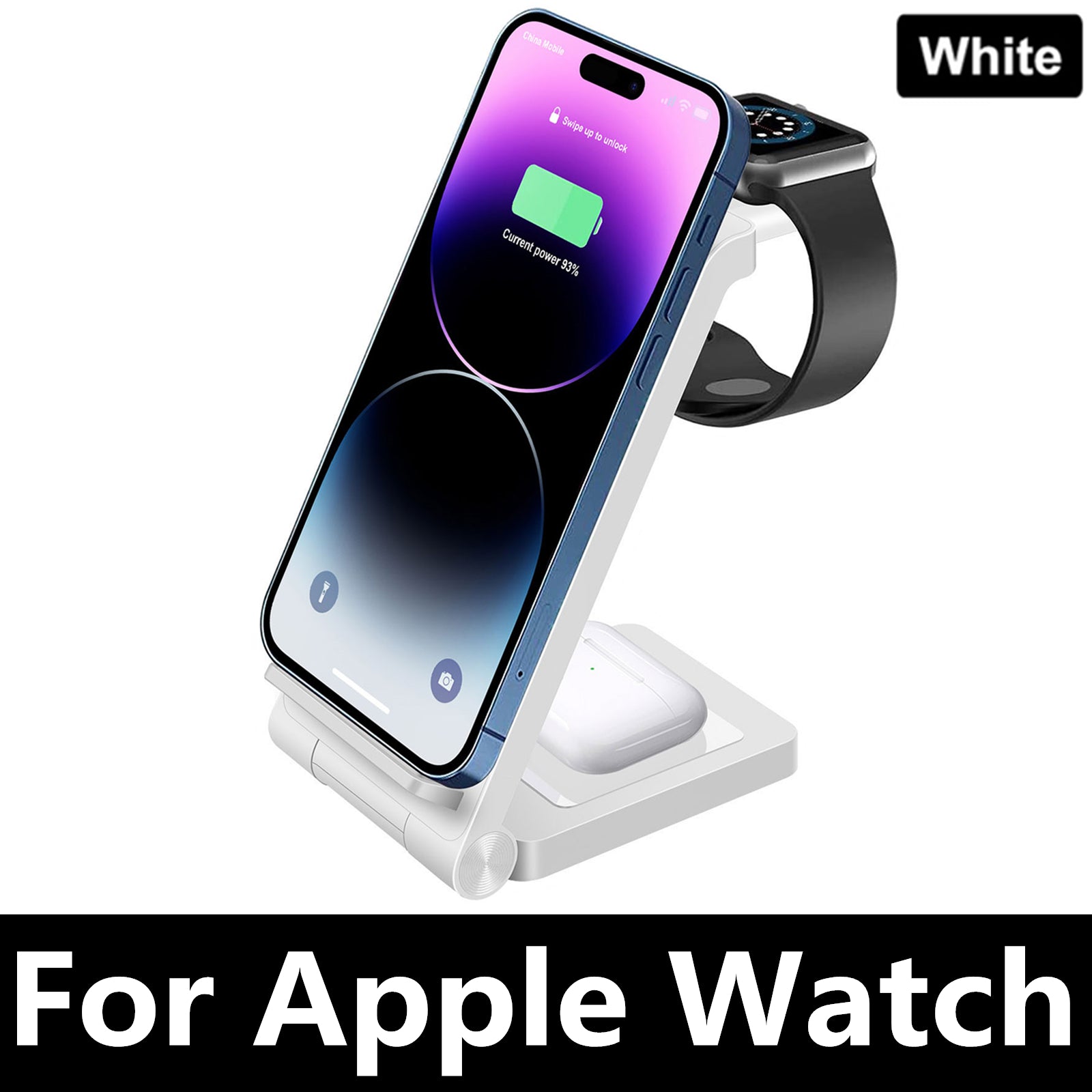 Station de charge rapide 3 en 1 haut de gamme 25 W | Chargeur sans fil pour Apple iPhone, montre, AirPods, Galaxy Buds, écouteurs | Station de recharge rapide sans fil