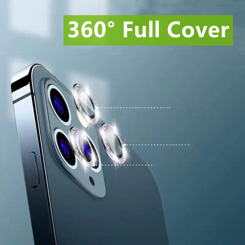 Verre de protection pour objectif d'appareil photo, anneau métallique pour Apple iPhone | Protection de lentille longue durée de haute qualité contre les rayures et la poussière