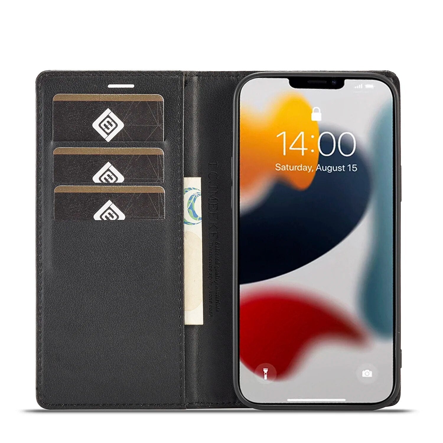Premium Brieftasche aus Kohlefaser-Leder Hülle, MagSafe, Abdeckung, | iPhone 15 14 Pro Max 13 12 11 XS X 7 8 6S Plus XR SE - Magnetisches Flip-Book-Cover - Phone Heaven Zone