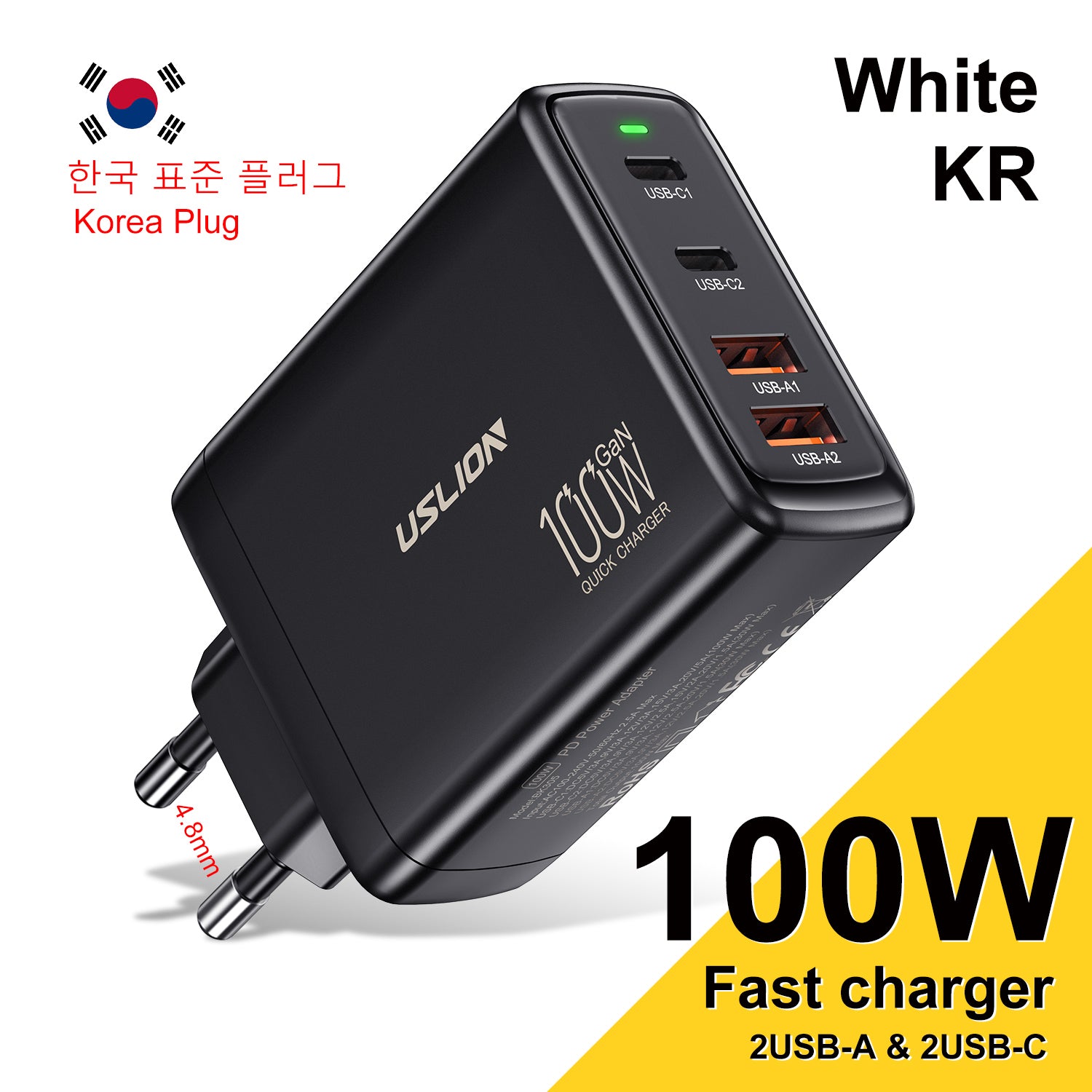 Station de charge rapide de bureau Gan Charger Premium 65W | Adaptateur 4 en 1 pour ordinateur portable et téléphone portable pour Apple iPhone 15 14 13 12 11 Pro Max Plus Mini, iOS, Android, Xiaomi, Samsung - Charge rapide