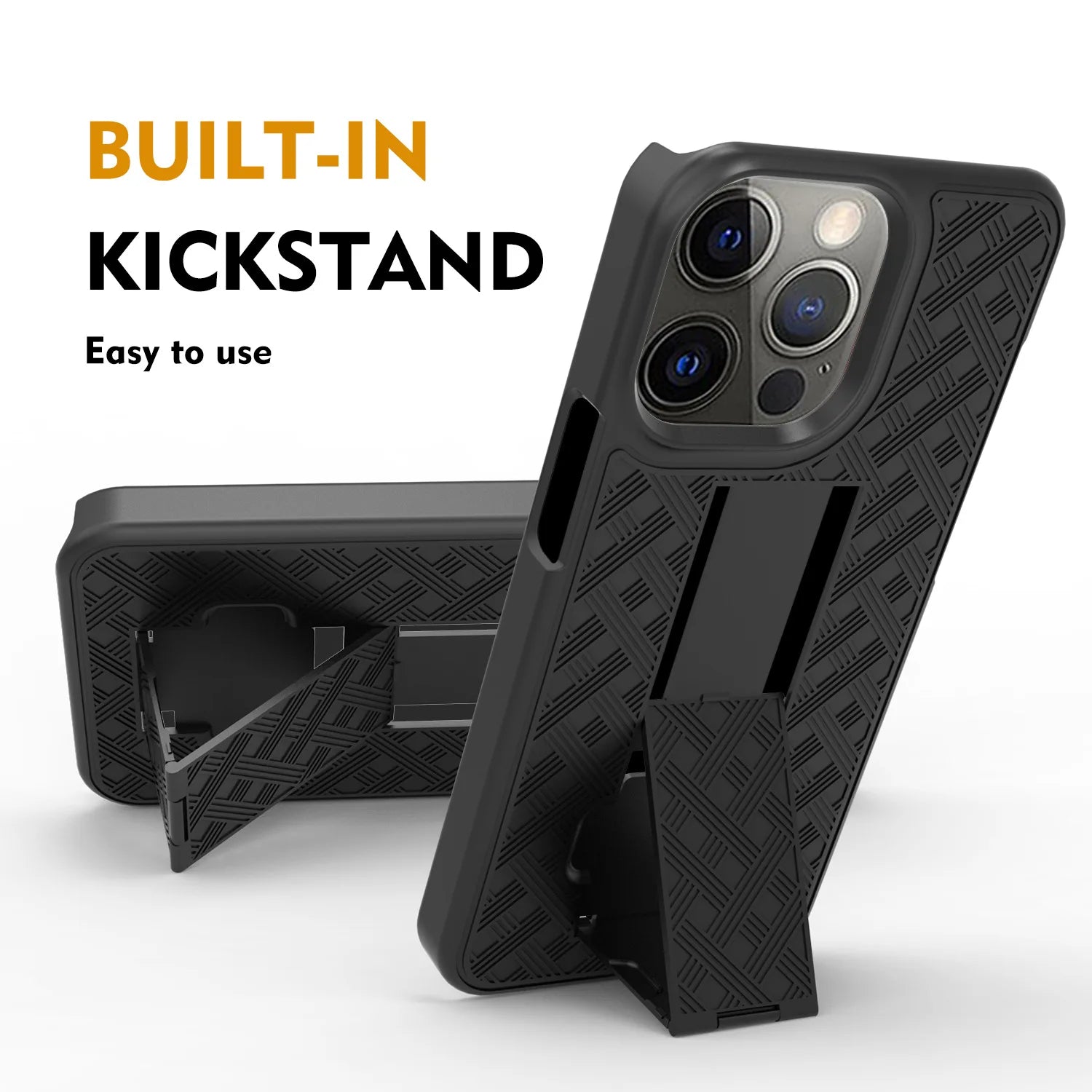 Étui combiné 2 en 1 de haute qualité avec clip ceinture et support pour iPhone | Étui MagSafe pour Apple iPhone 15/14/13/12 Pro Max Plus | Étui de téléphone blindé et housse de protection pour appareil photo