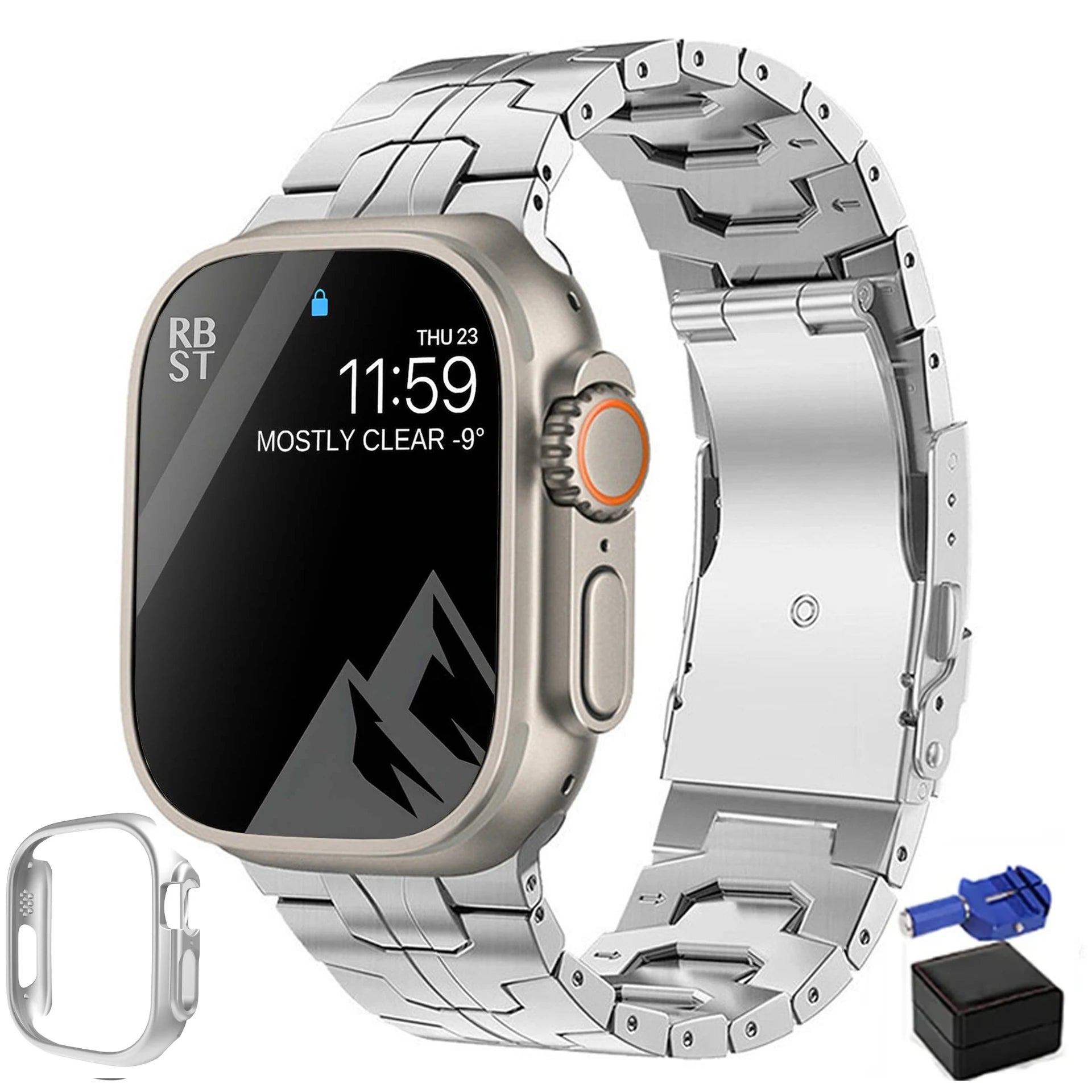 Luxus Apple Watch Armband 41mm 45mm 40mm 44mm - Herren Business Edelstahl-Armband für iWatch Serie 9 8 7 - Phone Heaven Zone