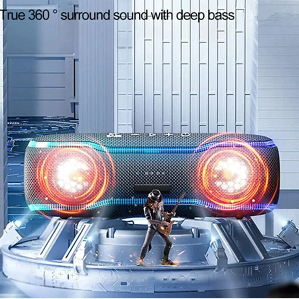 Premium Outdoor-Lautsprecher: Tragbar, IPX7 Wasserdicht, 25W, Buntes Licht, BT 5.3 Stereo-Soundbox | Kompatibel mit Apple