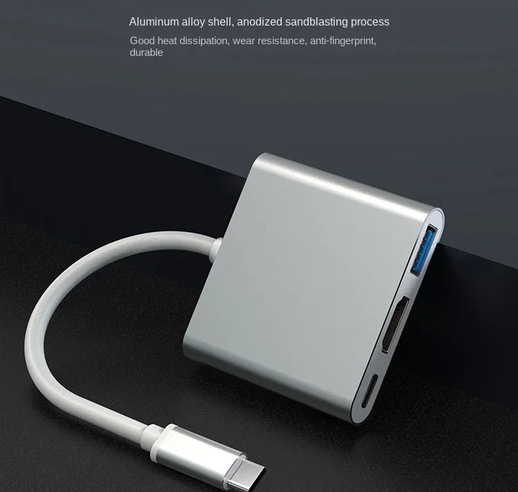 Hub USB-C 3-en-1 : répartiteur Type-C vers HDMI, station d'accueil USB 3.0 de haute qualité pour MacBook Air/Pro, Samsung - Hub USB-C vers HDMI