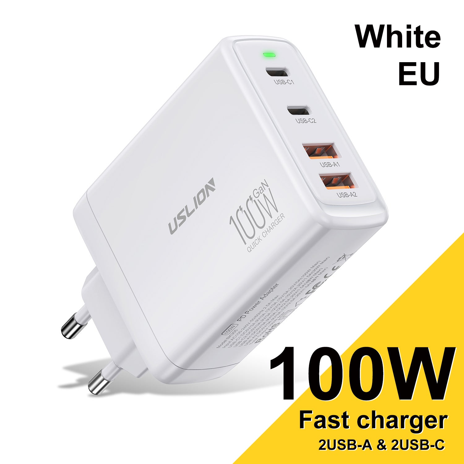 Station de charge rapide de bureau Gan Charger Premium 65W | Adaptateur 4 en 1 pour ordinateur portable et téléphone portable pour Apple iPhone 15 14 13 12 11 Pro Max Plus Mini, iOS, Android, Xiaomi, Samsung - Charge rapide