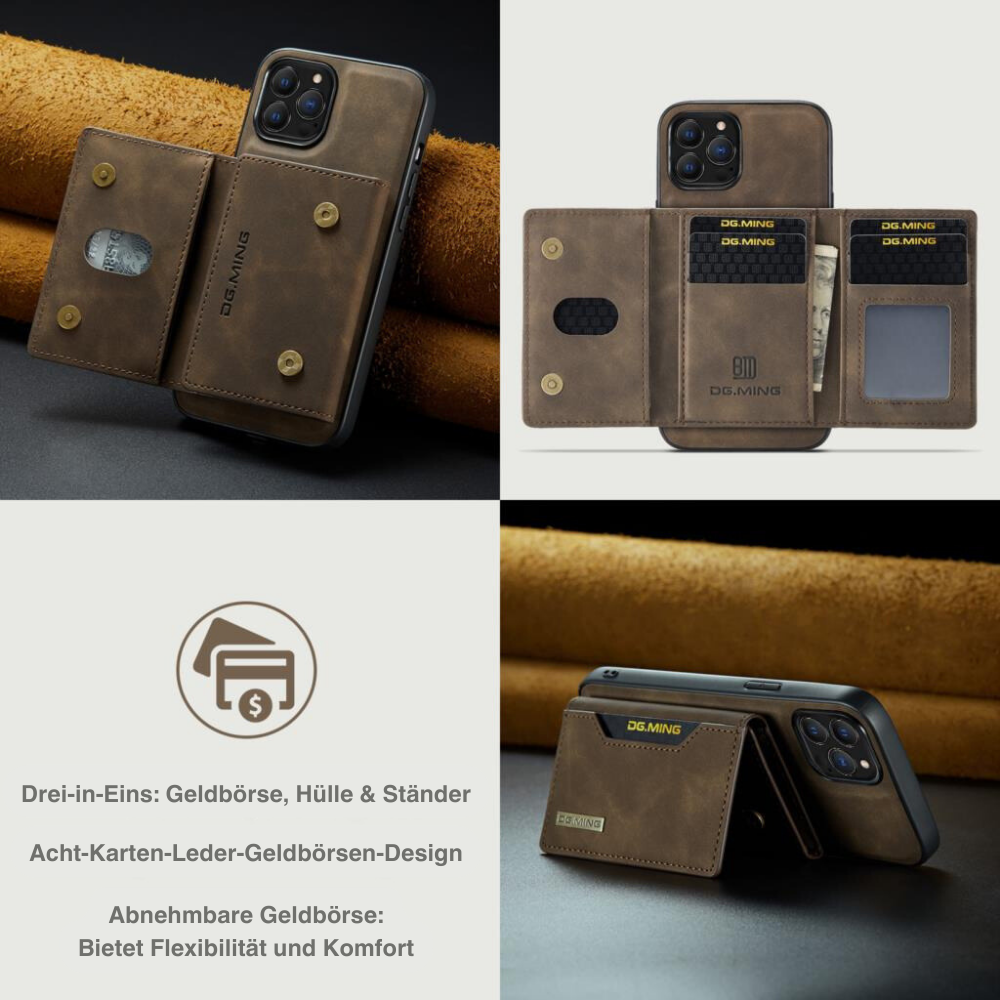 Premium 2-in-1 Magnetisches Geldbörse Leder Apple iPhone Hülle DG.MING