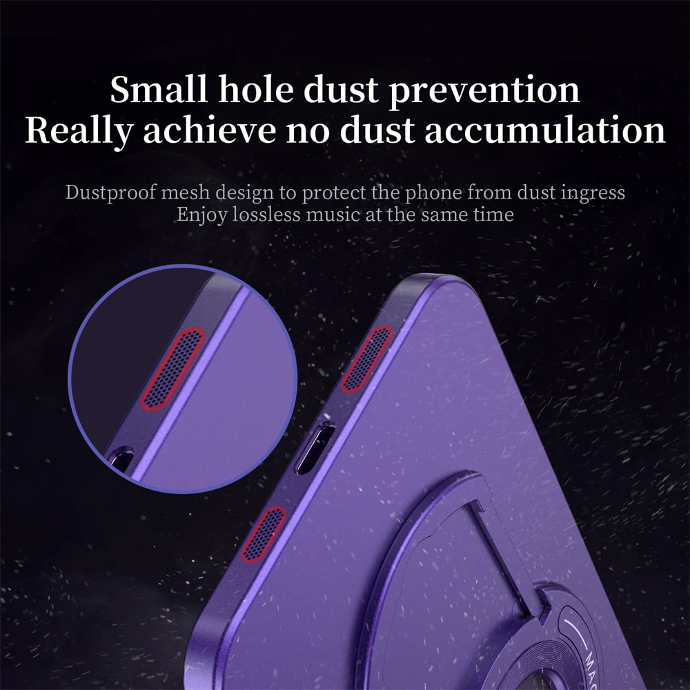 Magnetic Metal For Apple iPhone 16/15/14/13/12 Pro Max Plus Mini Case | Premium Shockproof Supreme Protection - Luxury Slim Matte with Camera Glass Lens Protection, Stand, and Hand Holder Cover