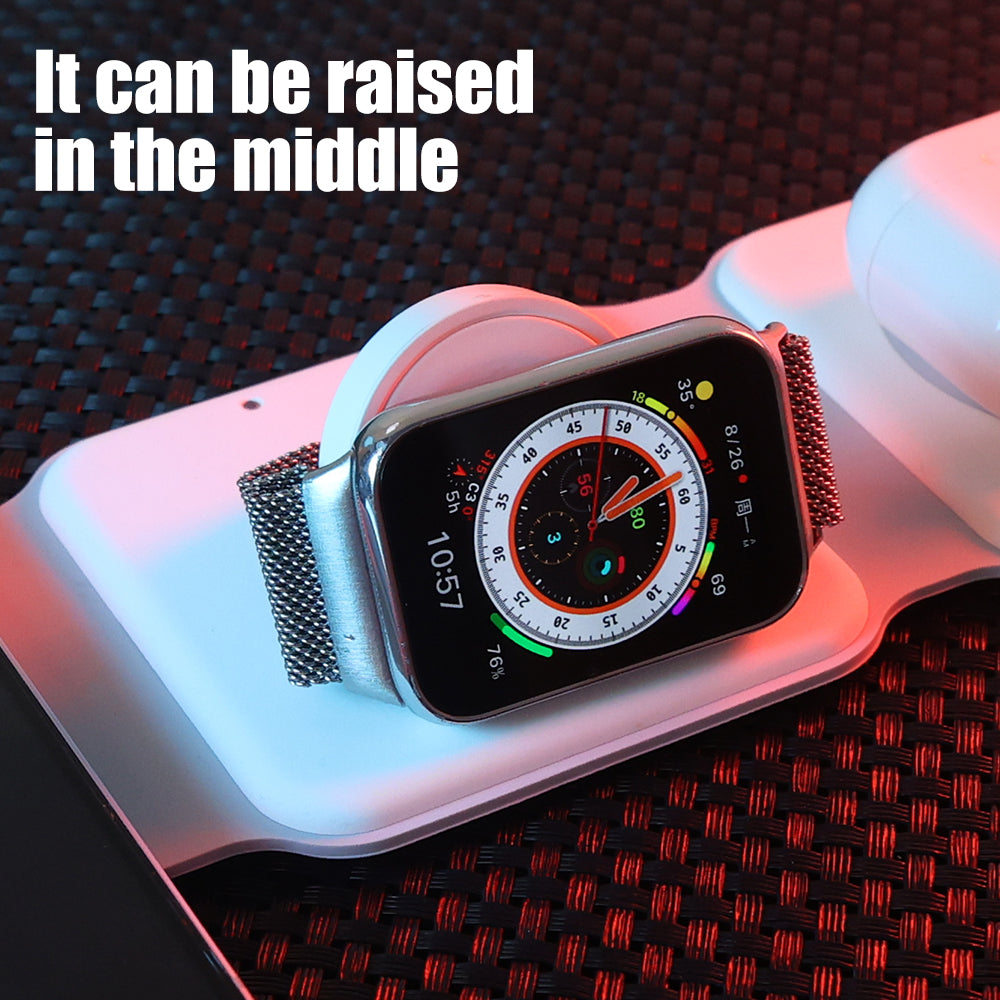 Station de charge rapide pliable 3 en 1, chargeur sans fil double magnétique 15 W MagSafe | Station de recharge portable pour Apple iPhone, AirPods, Watch