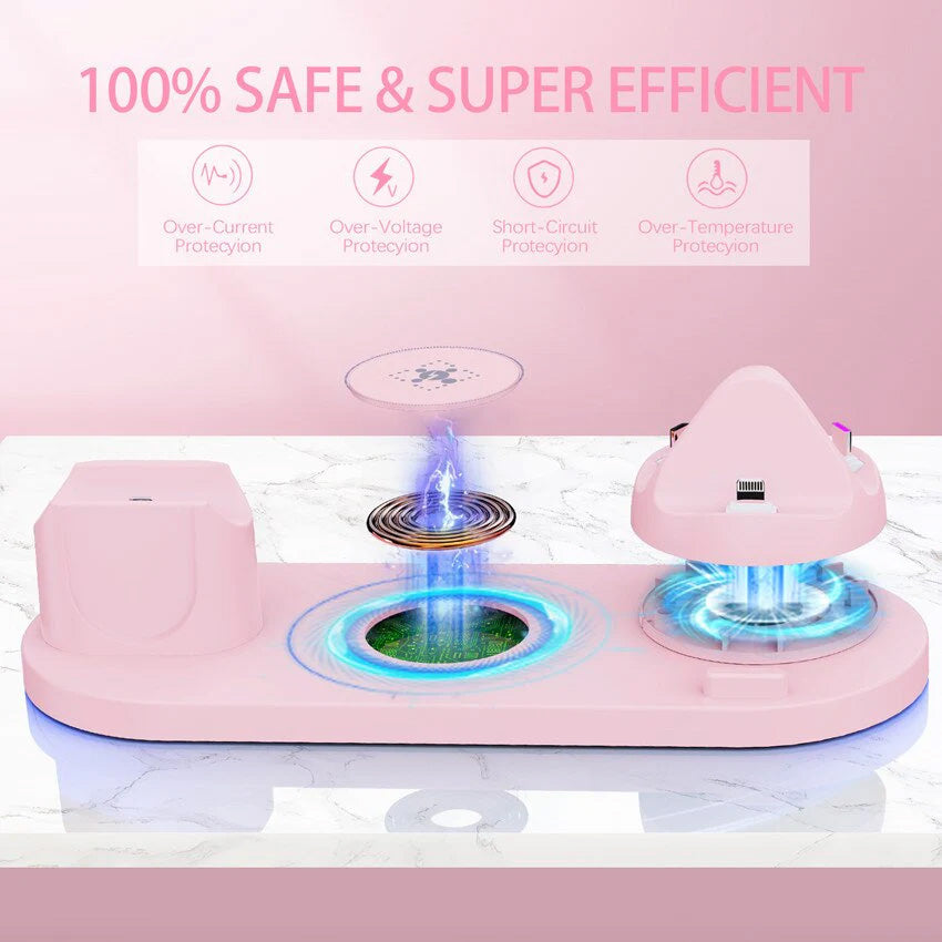 Station de charge 7 en 1 Chargeur sans fil rapide | Station de recharge rapide Apple iPhone, Watch, AirPods, Samsung, Android station de recharge chargeur rapide