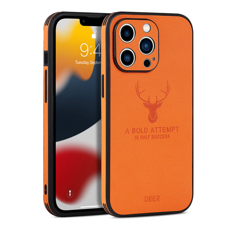 Pare-chocs de luxe avec motif de cerf et citation de motivation sur toile iPhone Case | Étui MagSafe avec housse de protection pour appareil photo | Coque pour Apple iPhone 15/14/13/12 Pro Max Plus | Étui blindé Étui de téléphone portable de haute qualité