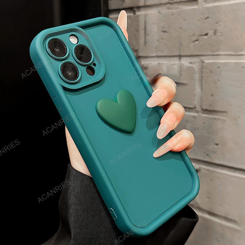 Hochwertige niedliche 3D-Liebesherz-Design Silikon-iPhone-Hülle | MagSafe Case, Kameralinsenschutzabdeckung für Apple iPhone 17/17 Air, 16/16e, 15, 14, 13 Pro Max Plus Cover | Silikon-Softcover-Schutzhülle