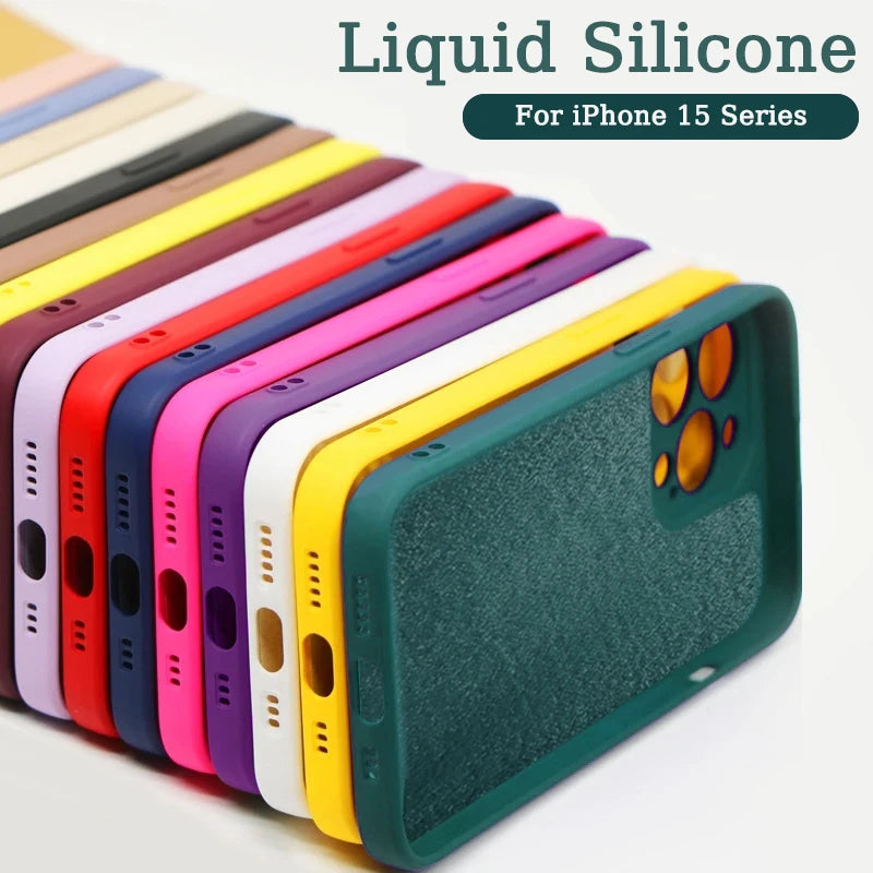 Étui carré en silicone liquide pour Apple iPhone | Protection premium antichoc, magnétique, Magsafe et pour appareil photo