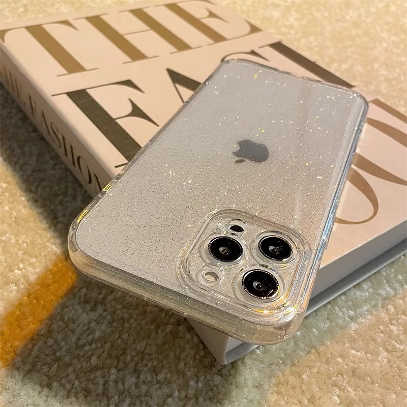 Étui antichoc transparent de luxe Bling Glitter pour Apple iPhone | Élégant et protecteur