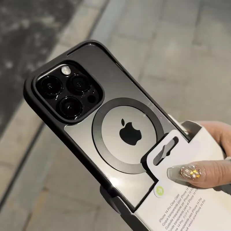 Chargement sans fil magnétique Magsafe Clear HD Premium | Coque iPhone Apple à armure hybride transparente antichoc