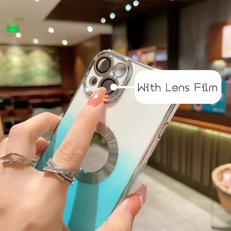 Luxury Apple iPhone Case | MagSafe Compatible, Camera Lens Protection, Screen Protection | Ultra Thin, Shockproof, Magnetic, Full All-Around Protection Cover – Crystal Clear Glass, Plated Edges, Silicone Design, Durable & Elegant