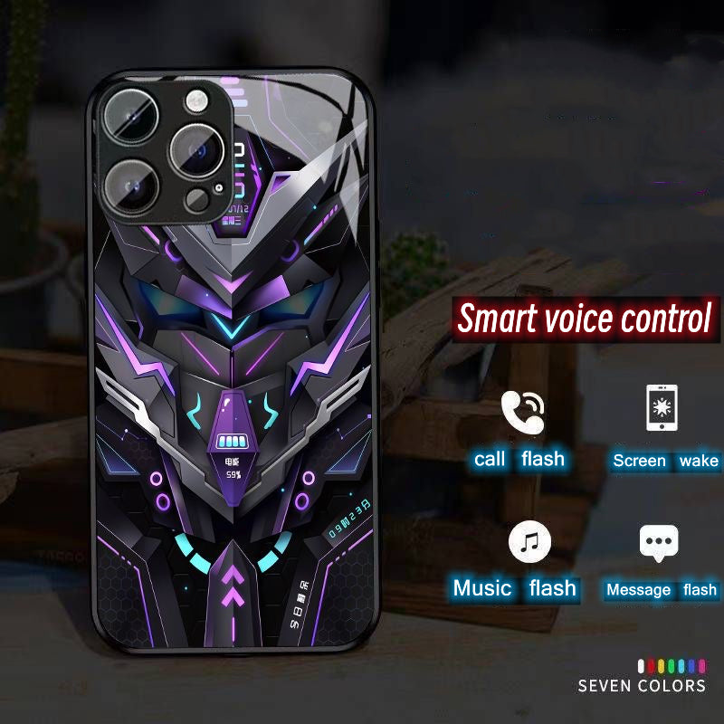 Coque de luxe ultra fine pour téléphone portable Apple iPhone LED Call Light avec protection d'objectif d'appareil photo : Punk Mecha Case Armored Protective Case pour iPhone 15/14/13 Pro Max Plus Mini - MagSafe Cover & Bag