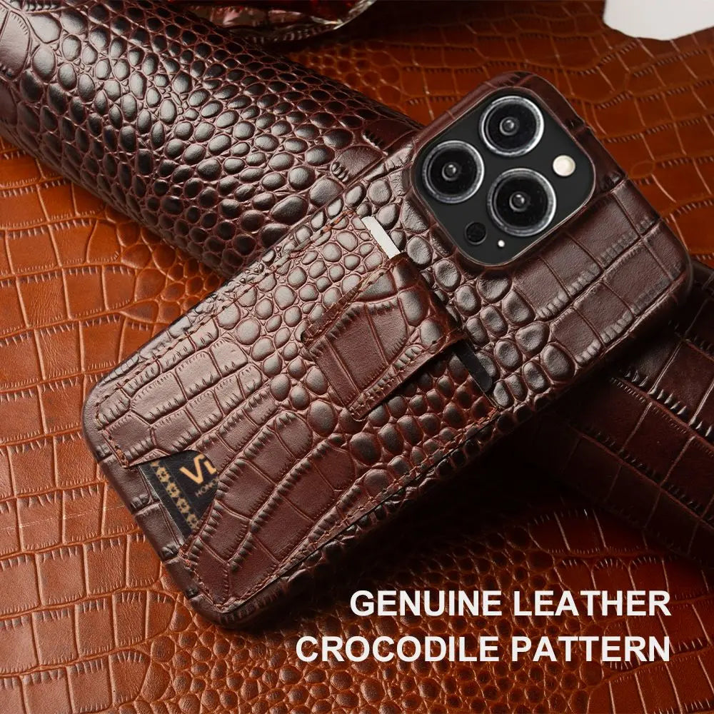 Hochwertige Echtledertasche mit Kartenhalter-Steckplatz als iPhone-Hülle | Cover mit Kameraschutzabdeckung für Apple iPhone 17/17 Air, 16/16e, 15, 14, 13 Pro Max Plus Panzer Case | Portemonnaie, Geldbörse & Wallet-Handyhülle