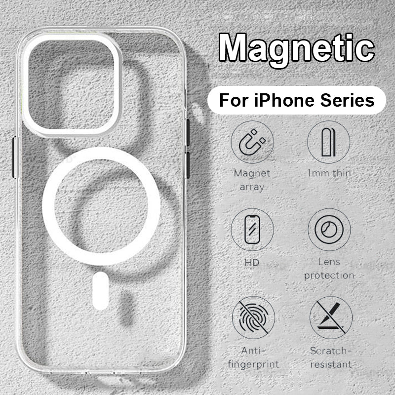 Coque Apple iPhone transparente magnétique ultra fine | Étui de protection résistant à l'eau transparent et sans bordure, résistant aux chocs, de qualité supérieure, avec Magsafe
