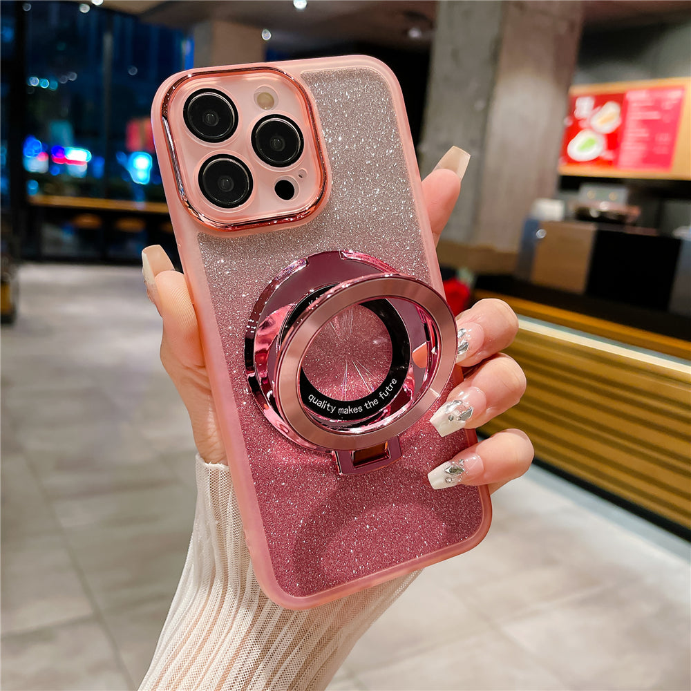 Magnetic Metal For Apple iPhone 16/15/14/13/12 Pro Max Plus Mini Case | Premium Shockproof Supreme Protection - Luxury Slim Matte with Camera Glass Lens Protection, Stand, and Hand Holder Cover