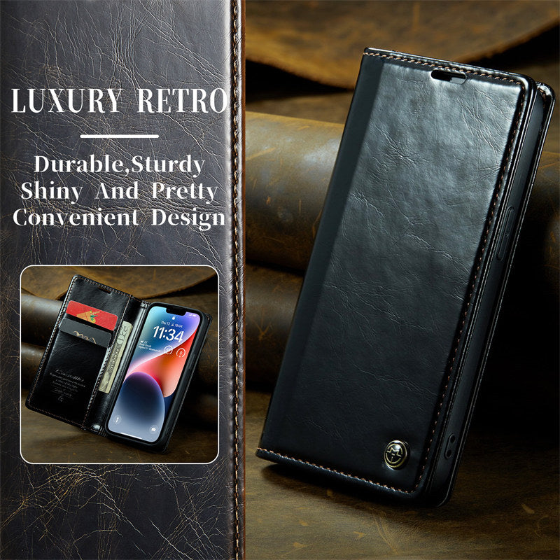 Hochwertiges 2-in-1 Abnehmbare Leder Brieftasche Flip Stand iPhone Hülle | MagSafe Case, Rundumschutz, Kameralinsenschutzabdeckung für Apple iPhone 17/17 Air, 16/16e, 15, 14, 13 Pro Max Plus Cover | Panzertasche Handyhülle | Wallet & Geldbörse Schutzhülle