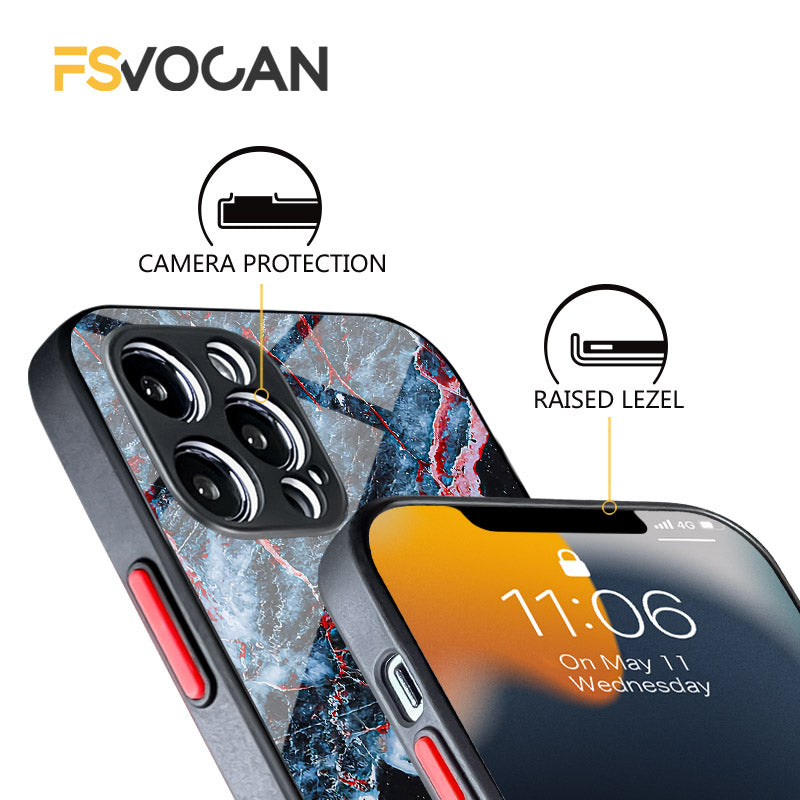 Étui antichoc en marbre pour iPhone avec cadre doré de luxe | Étui de protection MagSafe pour Apple iPhone 15/14/13/12 Pro Max Plus | Housse de protection pour appareil photo, sac et étui blindé