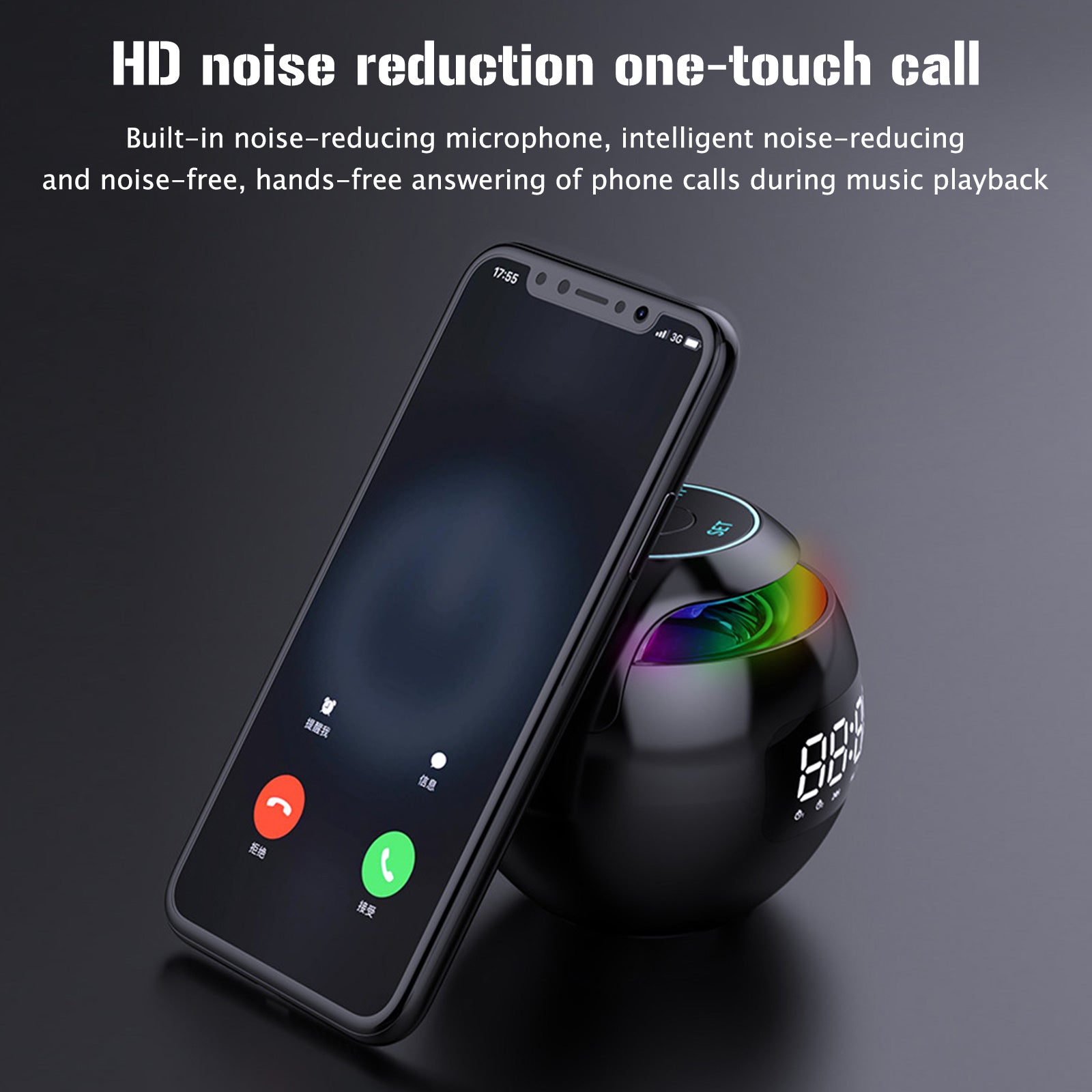 Mini-Lautsprecher mit Bluetooth: Tragbarer intelligenter Induktions-Digitalwecker + Bluetooth 5.0 Lautsprecher in hoher Qualität