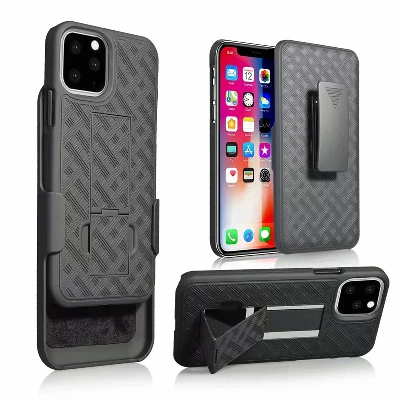 Étui combiné 2 en 1 de haute qualité avec clip ceinture et support pour iPhone | Étui MagSafe pour Apple iPhone 15/14/13/12 Pro Max Plus | Étui de téléphone blindé et housse de protection pour appareil photo