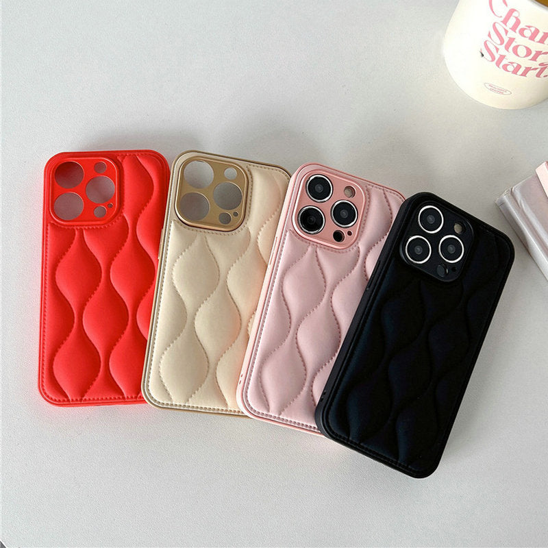 Hochwertige Leder Luxus iPhone Hülle mit 3D gewellter Textur | MagSafe-kompatible Schutzhülle mit Rundumschutz und Kameralinsenschutz Case für Apple iPhone 17/17 Air, 16/16e, 15, 14, 13 Pro Max Plus | Cover, Panzertasche und Stoßstangenabdeckung