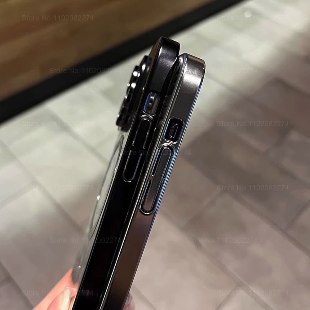 Premium Mechanical Watch Texture Design Magnetic MagSafe Transparent iPhone Case | 360-Degree Protection & Camera Lens Protection Case for Apple iPhone 16/15/14/13/12 Pro Max, Pro, Plus, e & Mini Cover | Shockproof Phone Case with Armor Shell Bumper Cover