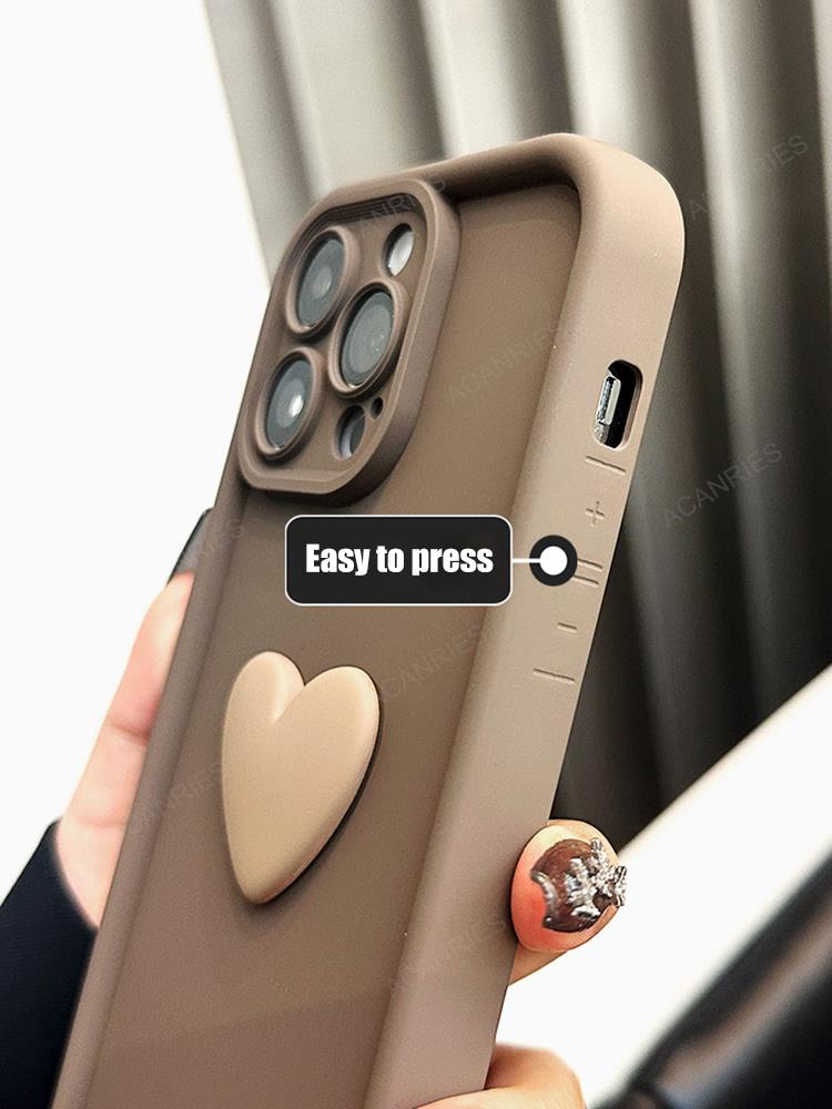 Hochwertige niedliche 3D-Liebesherz-Design Silikon-iPhone-Hülle | MagSafe Case, Kameralinsenschutzabdeckung für Apple iPhone 17/17 Air, 16/16e, 15, 14, 13 Pro Max Plus Cover | Silikon-Softcover-Schutzhülle