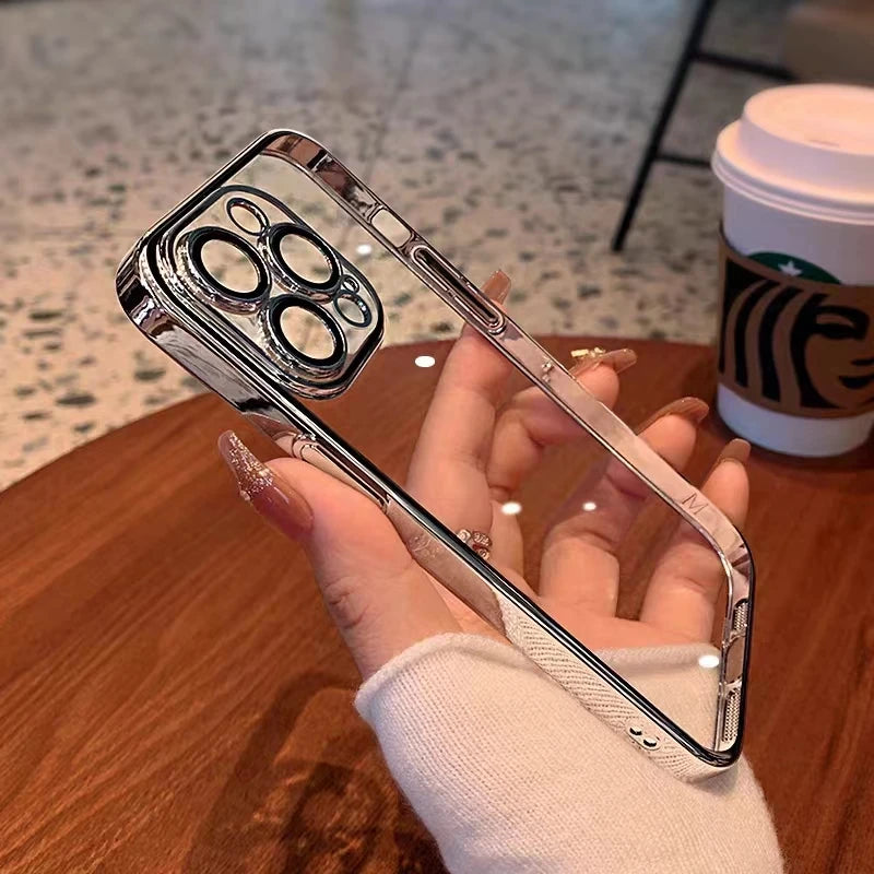 Coque en silicone transparente antichoc de luxe pour Apple iPhone | Revêtement haut de gamme, design pailleté transparent hydrofuge et résistant aux rayures.