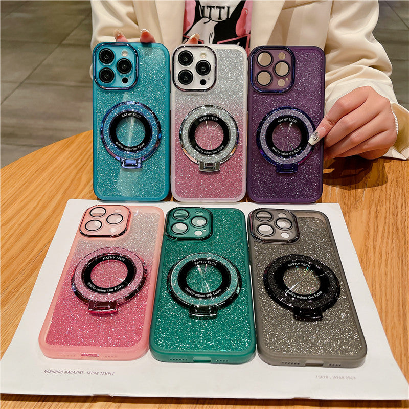 Magnetic Metal For Apple iPhone 16/15/14/13/12 Pro Max Plus Mini Case | Premium Shockproof Supreme Protection - Luxury Slim Matte with Camera Glass Lens Protection, Stand, and Hand Holder Cover