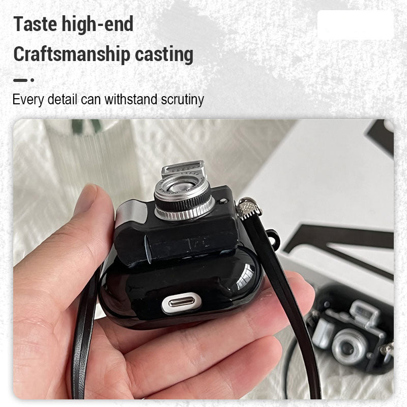 Étui pour écouteurs au design rétro de qualité supérieure avec flash lumineux pour Apple AirPods 1, 2, 3 et Pro : étui de protection en silicone souple avec sangle – Étui élégant et protecteur pour AirPods de 3e génération