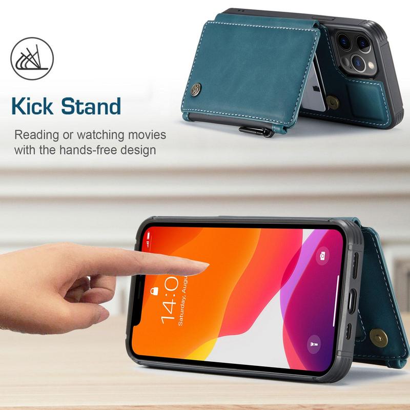 Hochwertige Leder-Brieftasche mit Kartenfach, Portmonee und Ständer iPhone-Hülle | MagSafe Case, Rundumschutz, Kameralinsenschutzabdeckung für Apple iPhone 17/17 Air, 16/16e, 15, 14, 13 Pro Max Plus Cover | Wallet & Geldbörse Schutzhülle