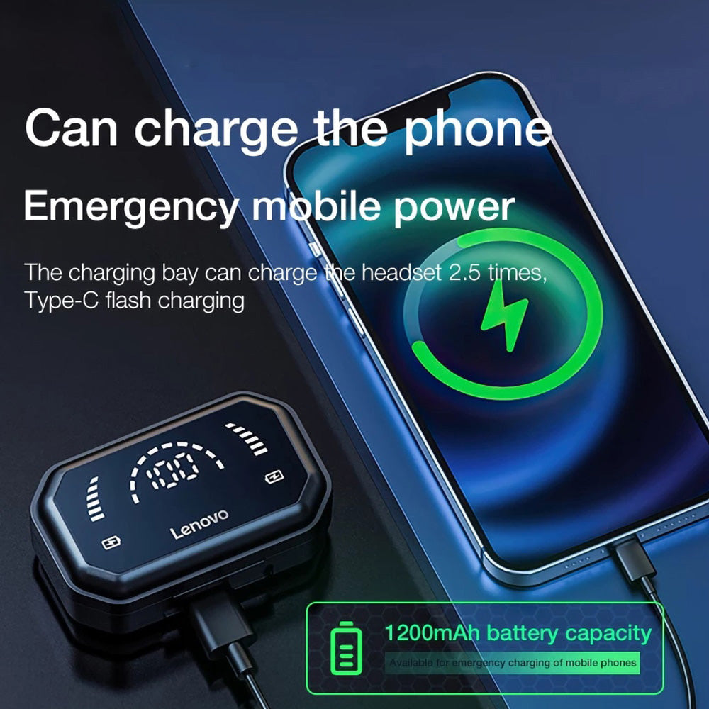 Hochwertiges Lenovo LP3 Pro Kopfhörer TWS Bluetooth 5.0 Drahtlose HiFi-Musik-Headset mit Display & 1200mAh Akku für Gaming