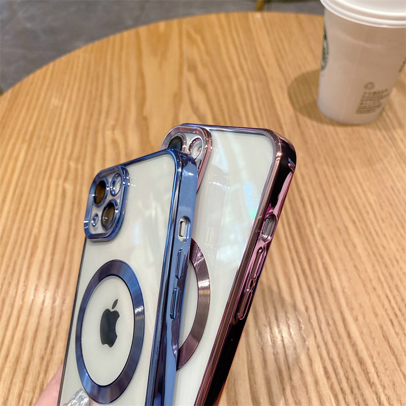 Coque Apple iPhone de luxe magnétique en silicone souple | Protection de l'appareil photo, revêtement transparent de qualité supérieure, chargement sans fil Magsafe et résistant aux rayures.