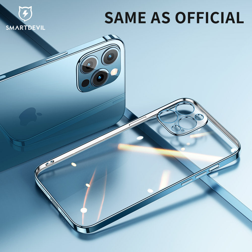 Transparent Silicone Case for Apple iPhone 16/15/14/13/12 Pro Max Plus Mini | Clear Military-Strength Protection with Premium Plating Square Frame