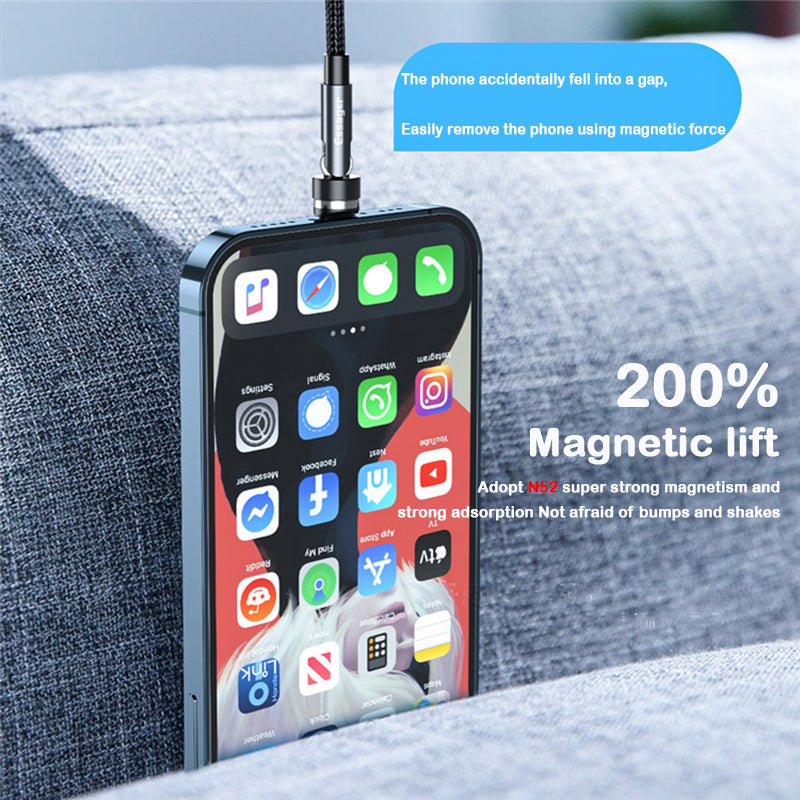 MagniCharge Premium | Câble magnétique rotatif à 540° pour chargement rapide pour Apple iPhone, iOS, Samsung & Android - Transfert de données 3A USB Type C